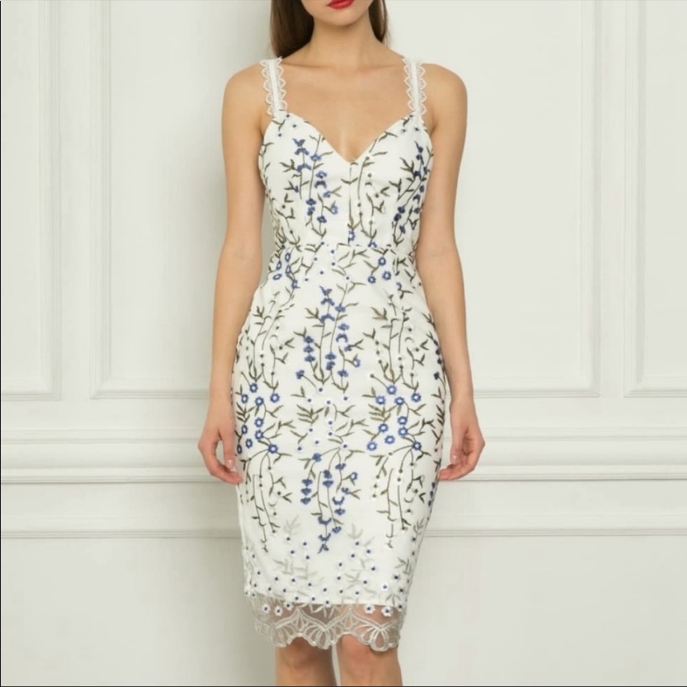 Bronx & Banco Poppy White Embroidered Floral Dress